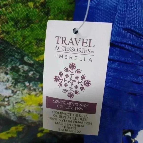 Vtg Contemporary Collection Blue Umbrella NWT 100% Nylon Travel Size RN#87254 - Picture 2 of 5